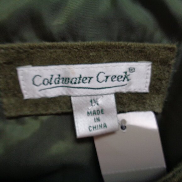 Coldwater Creek Women's Button Front Jacket Olive Green Suede size 1X - Picture 2 of 7